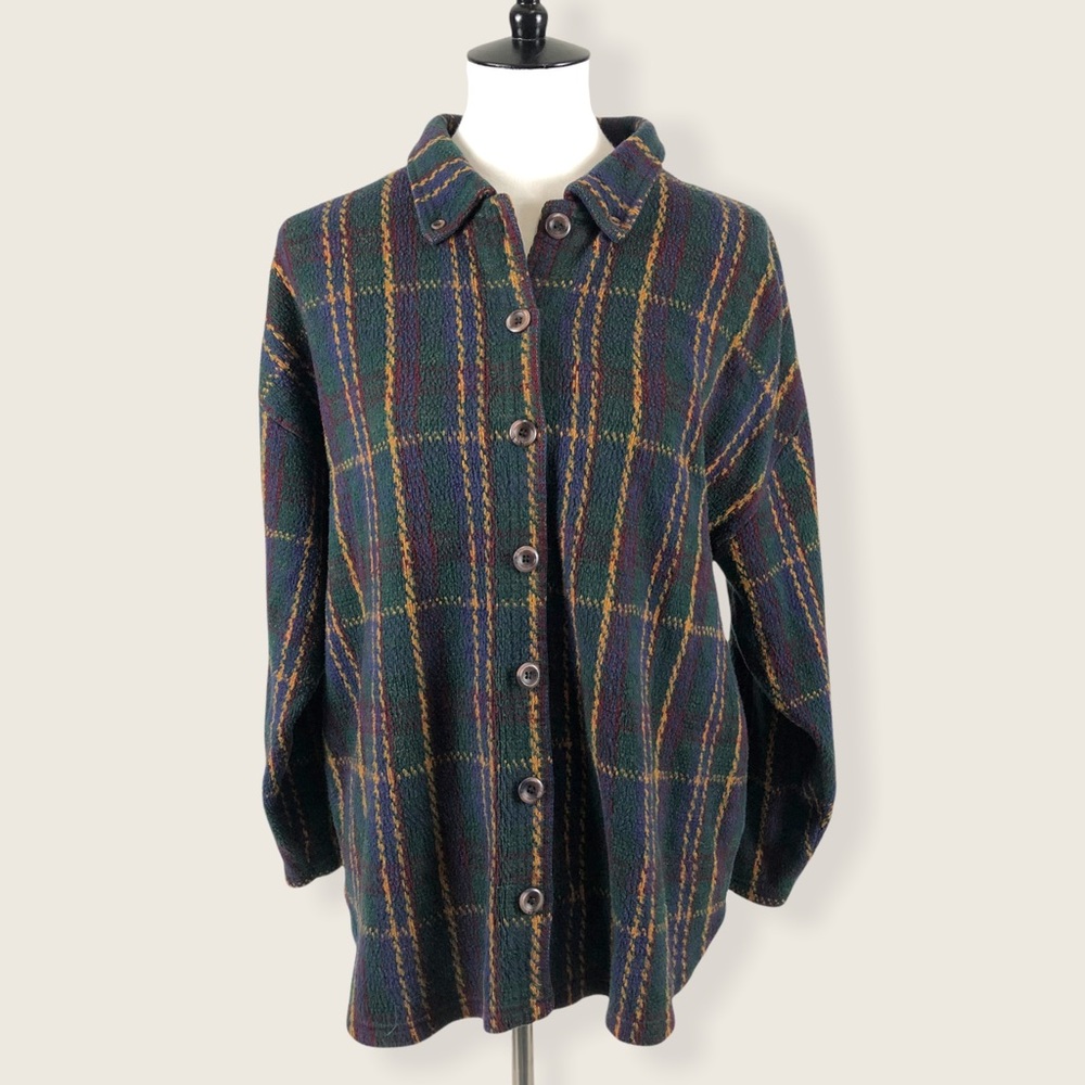 SOLD VTG Plaid Knit Button Down Top